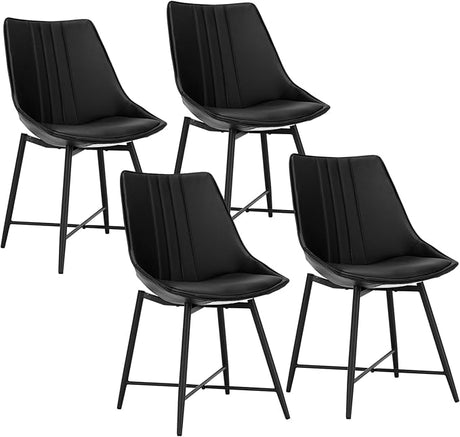 Modern Dining Chairs Set of 2, Faux Leather Armless Side Chairs with Metal Legs,