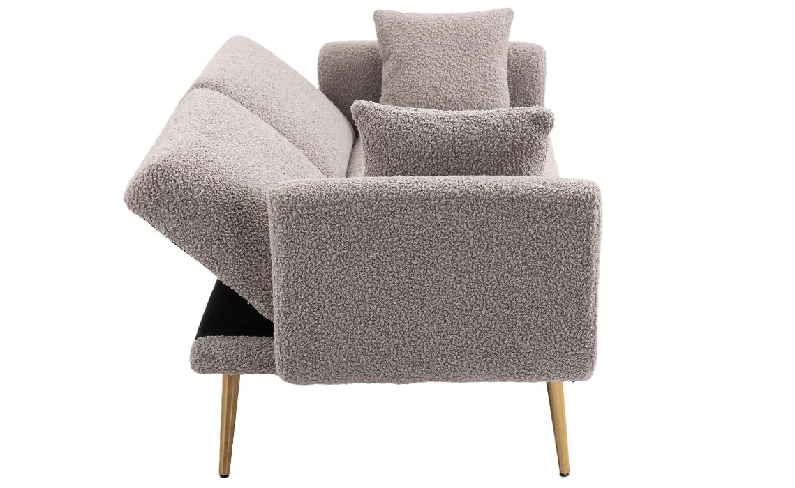 65" Teddy Sofa Couch,Convertible Futon Sofa Bed,Comfy Recliner Couch