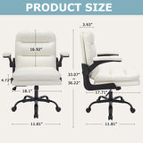 Ergonomic Swivel Office Chair with Flip-Up Armrests - White (Set of 2)