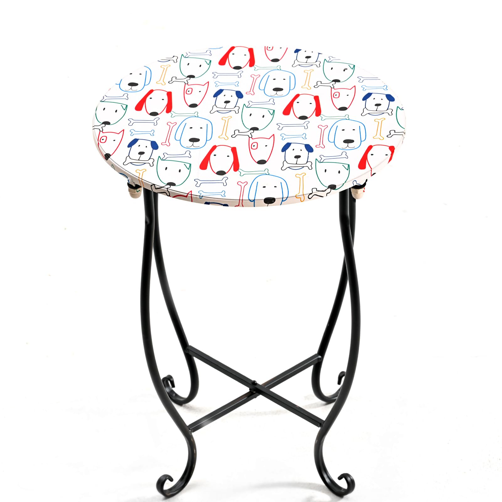 14" Indoor Outdoor Metal Side Table for Poolside Bistro Balcony Yard Porch Bedside