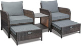 Balcony Furniture 5 Piece Patio Conversation Set, PE Wicker Rattan Outdoor Lounge Chairs