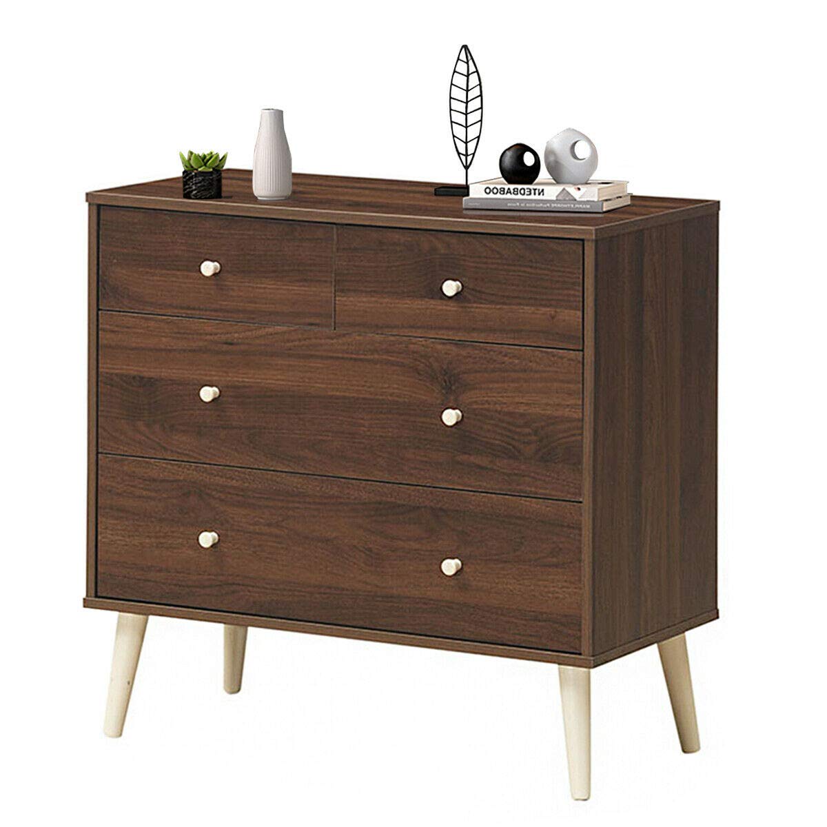4-Drawer Dresser, Free-Standing Chest Wood Legs
