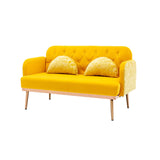 Twin Size Loveseat Accent Sofa Small Velvet Couch with Elegant Moon Shape