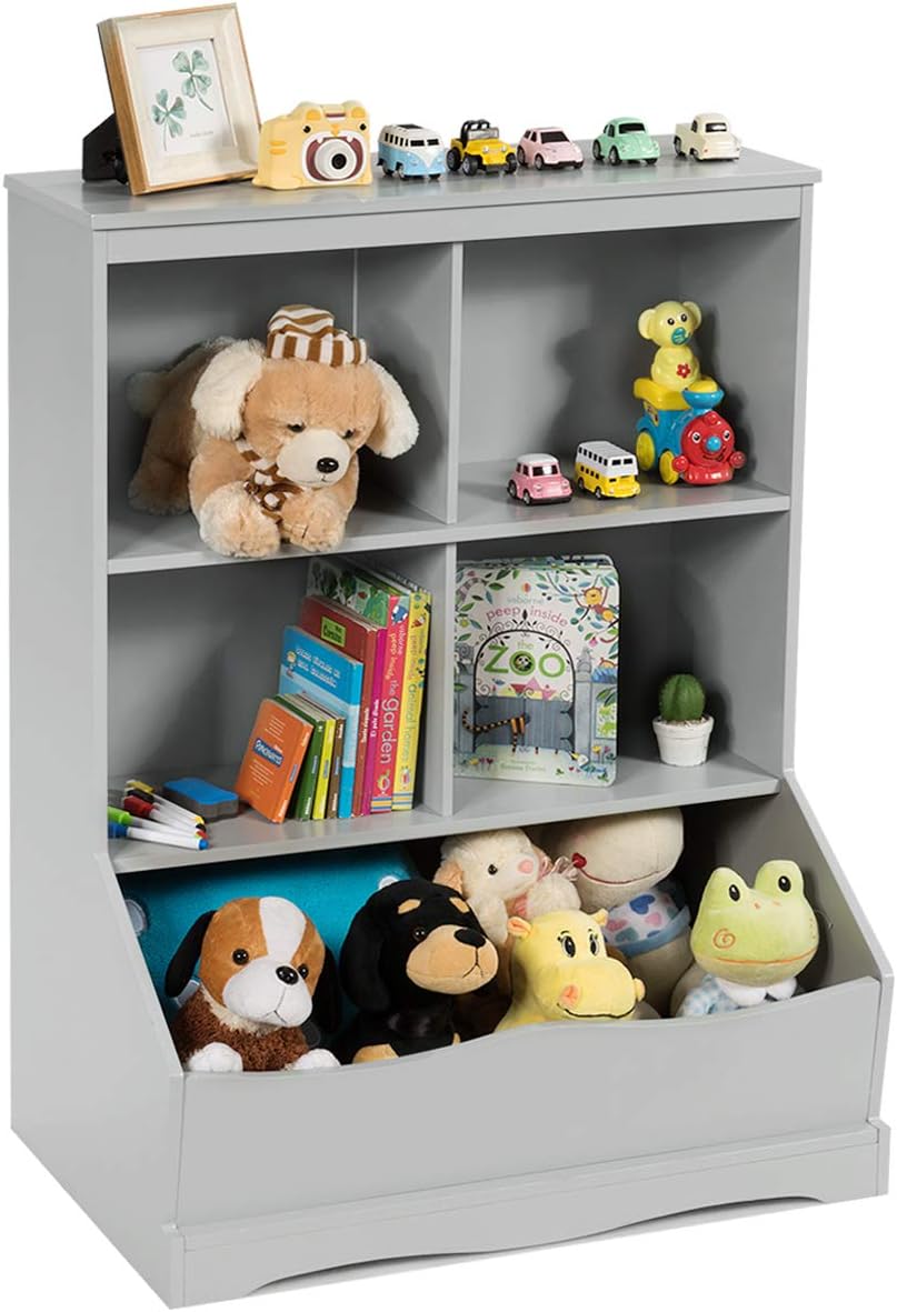 Storage Cabinet, Cubby Toy Organizer, 3 Shelf 4 Cube Units, Storage Bins Cubbies for Kids