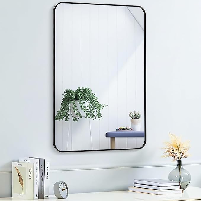 47x14 Mirror Full Body Length Door Hanging Rope Hang Wall Mounted Metal Frame Rectangle Mirrors for Bedroom Bathroom