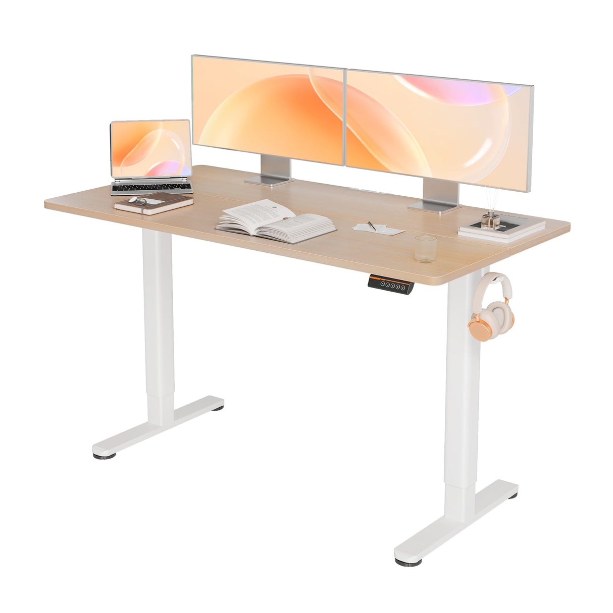 Electric Standing Desk, Adjustable Height Stand up Desk, 55x24 Inches Sit Stand Home Office Desk