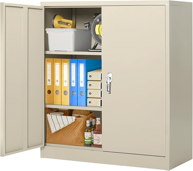 Metal Garage Storage Cabinet with Doors and 4 Adjustable Shelves