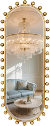 Antique Gold Oval Mirror with Beveled Glass - 24x36 Decorative Wall Mirror