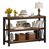 Rustic Console Table Behind Couch, Industrial Entryway Table with Shelves,