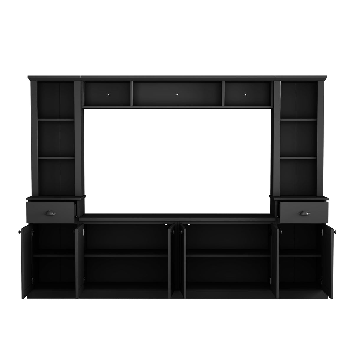 Modern TV Stand Entertainment Center for 75" TVs - Black