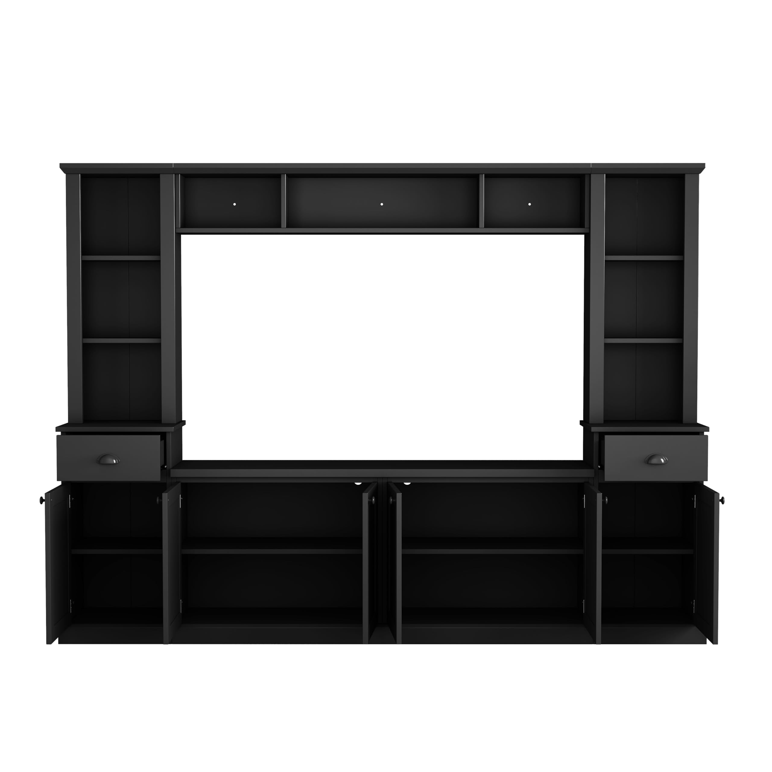 Modern TV Stand Entertainment Center for 75" TVs - Black