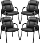 Leather Guest Chair Set of 2 with Padded Arms, Comfy Waiting Room Chairs
