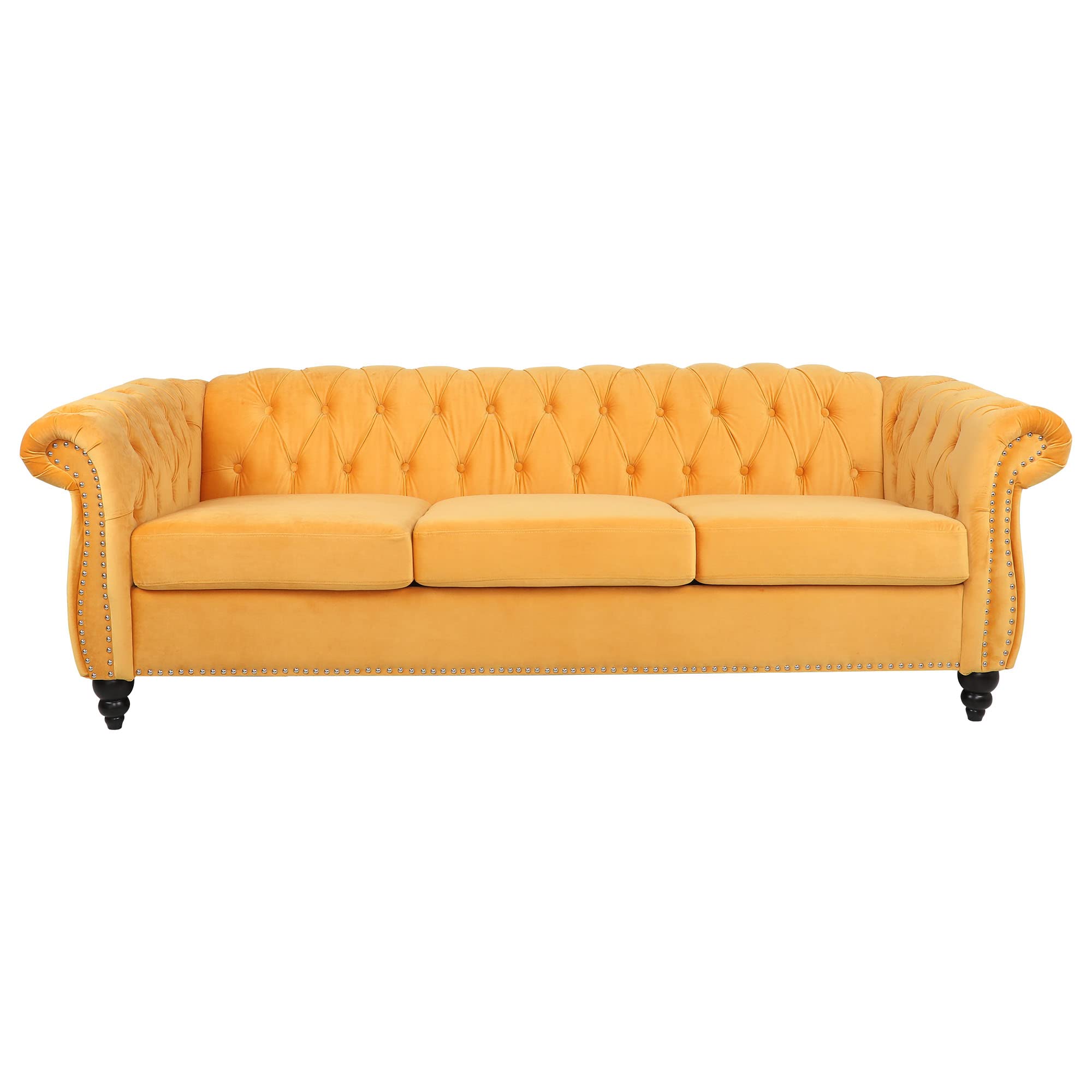 Large Sofa, Velvet Sofa Three-seat Sofa Classic Tufted Chesterfield Settee Sofa