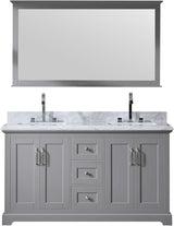 Mareo 60" Solid Wood Double Sink Bathroom Vanity | Marble Countertop & Backsplash