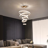 LED Big Crystal Chandeliers Modern 5 Rings Pendant Light Adjustable Ceiling Light