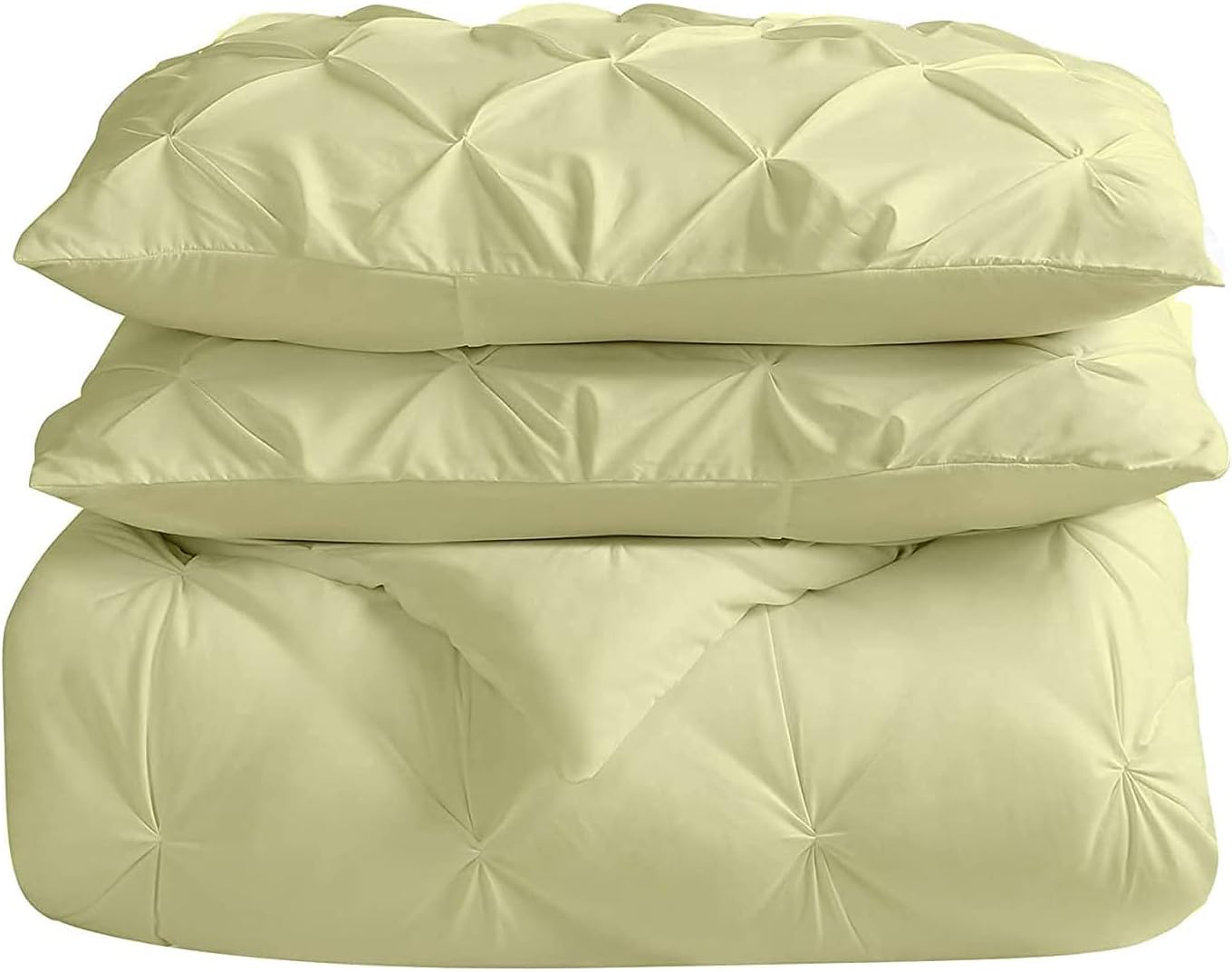 All-Season Palatial King Size Ivory Pinch Pleated Comforter with 4 Corner Tabs 100% Organic Cotton 500 GSM Fill Goose Down Lightweight Super Plush Baffle Pintuck Comforter Only(1 Piece)