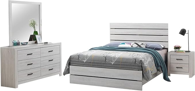 4-Piece Panel Bedroom Set, Eastern King, Coastal White