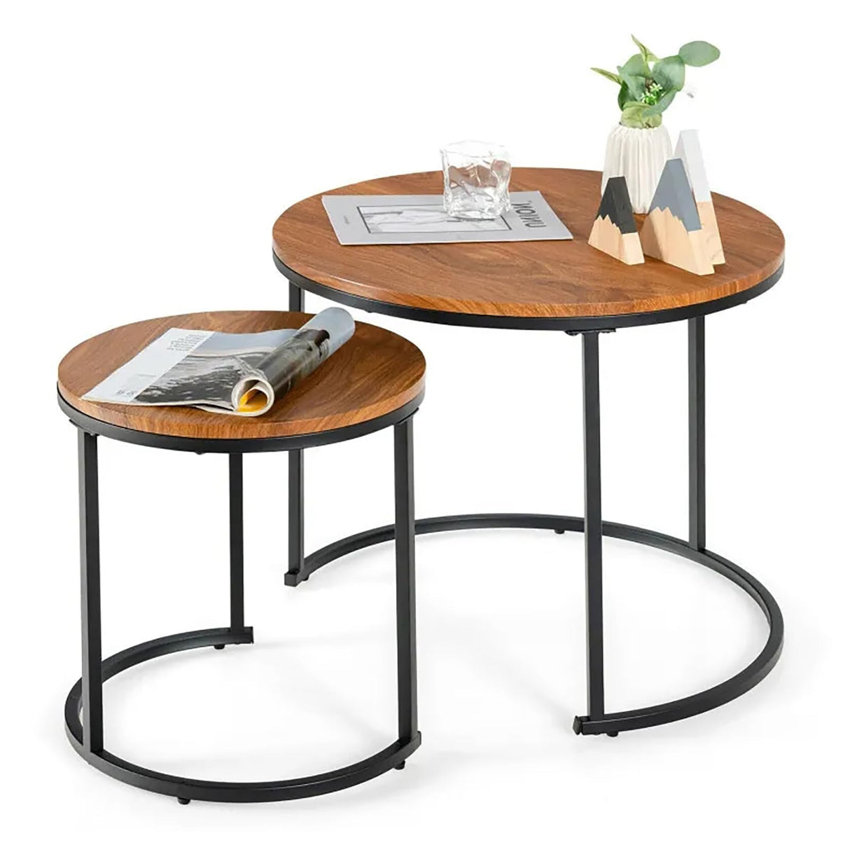 Nesting Coffee Table Set of 2, Nesting Table, Rustic Stacking Side Tables