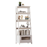 Bookshelf with Storage, 63" Tall Bookcase with Cabinet Doors, Modern Book Shelf with Solid Wooden Frame for Living Room, Bedroom, Office, White