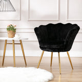 Velvet Accent Chair for Bedroom with Gold Plating Metal Legs, Leisure Armchair for Living