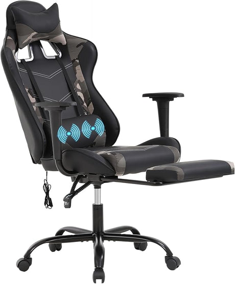 Racing Gaming Chair Office Massage Chair Ergonomic Recliner with Computer Desk PU