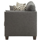 Laurissa Track Arm Loveseat with Nailhead Trim in Light Charcoal Linen