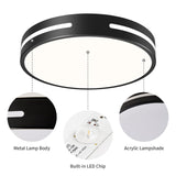 Modern Brushed Black Flush Mount Ceiling Light Mid-Century LED Ceiling Light Bedroom