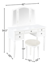 Croix Collection Vanity Set with Stool, F4074, White