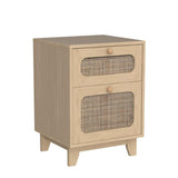 Wicker Rattan Stand,Rattan Stand with Drawer and Storage Space, Wooden Side End