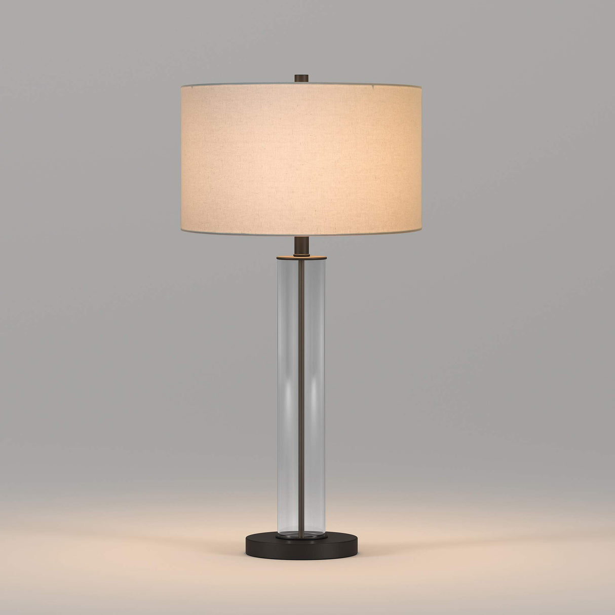 29" Tall Table Lamp with Fabric Shade in Clear Glass/Blackened Bronze/White