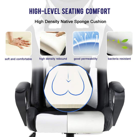 High-Back Gaming Chair PC Office Chair Computer Racing Chair PU Desk Task Chair