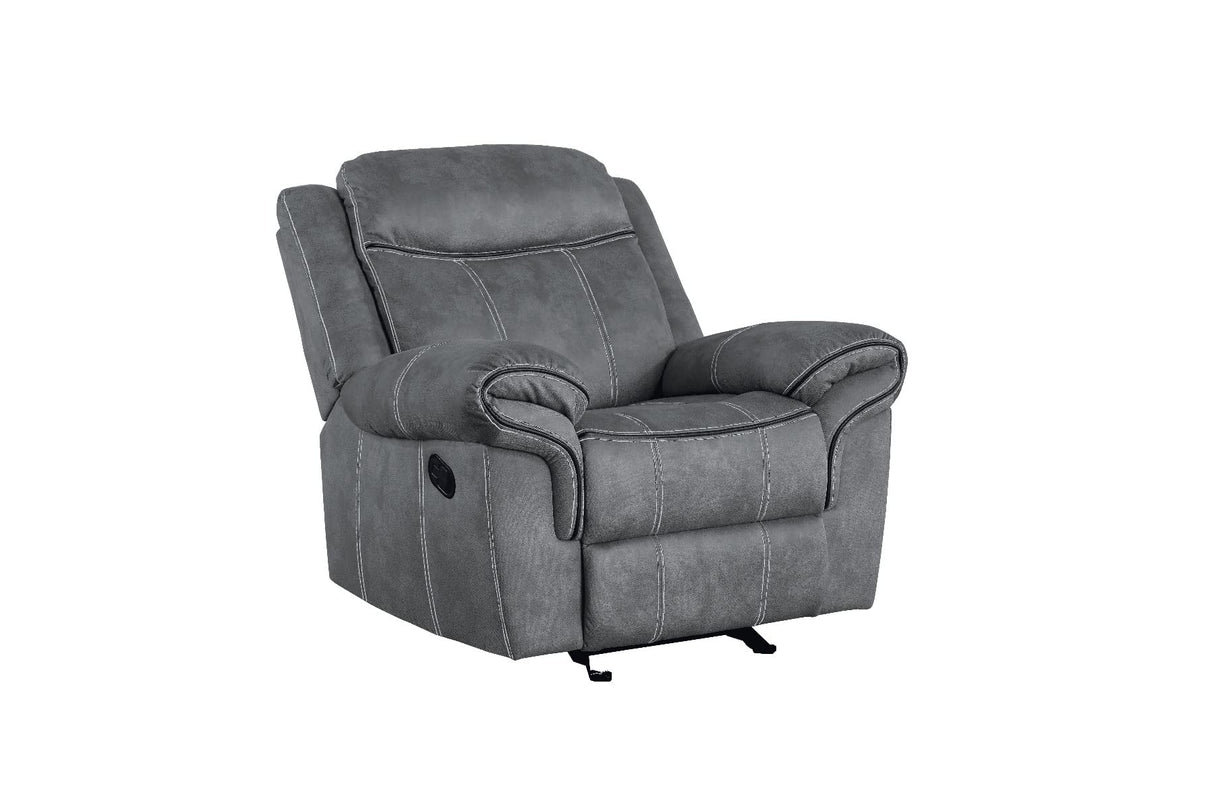 Zubaida Velvet Horizontal Upholstered Glider Recliner in 2-Tone Gray