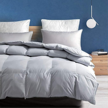 Organic Feathers Down Comforter Queen Size Duvet Insert for All-Season | 100% Cotton,