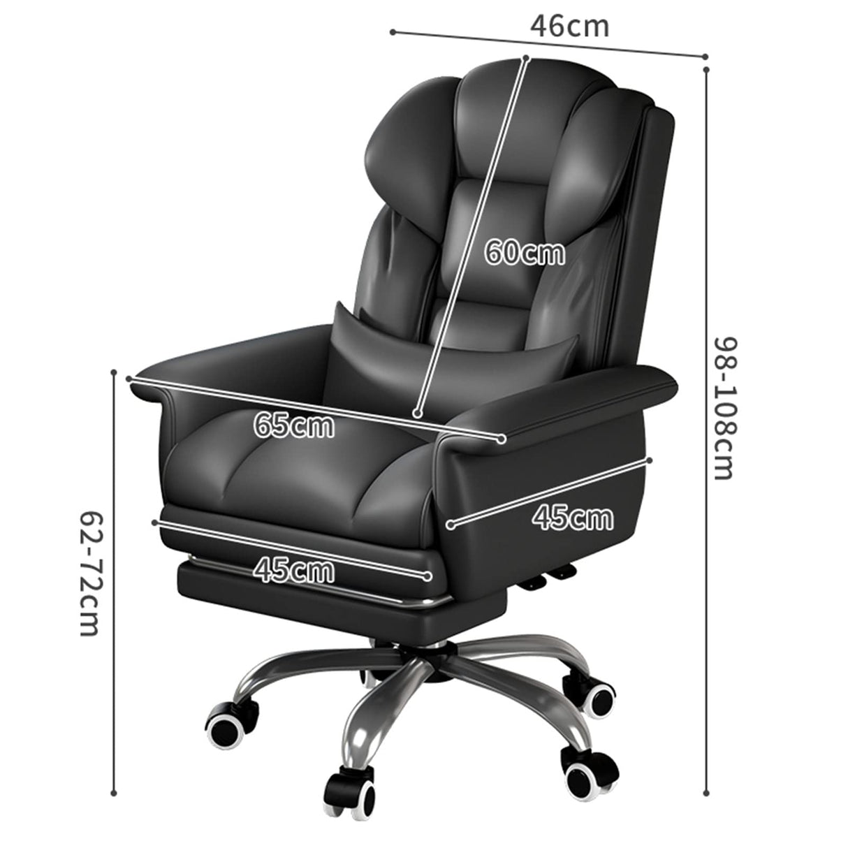 Office Chair, sedentary Comfortable Latex Cushion + 360 ° Rotation + footrest, liftable