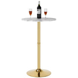 24'' Round Cocktail Bar Table with Metal Base, Tall Bistro Pub Table