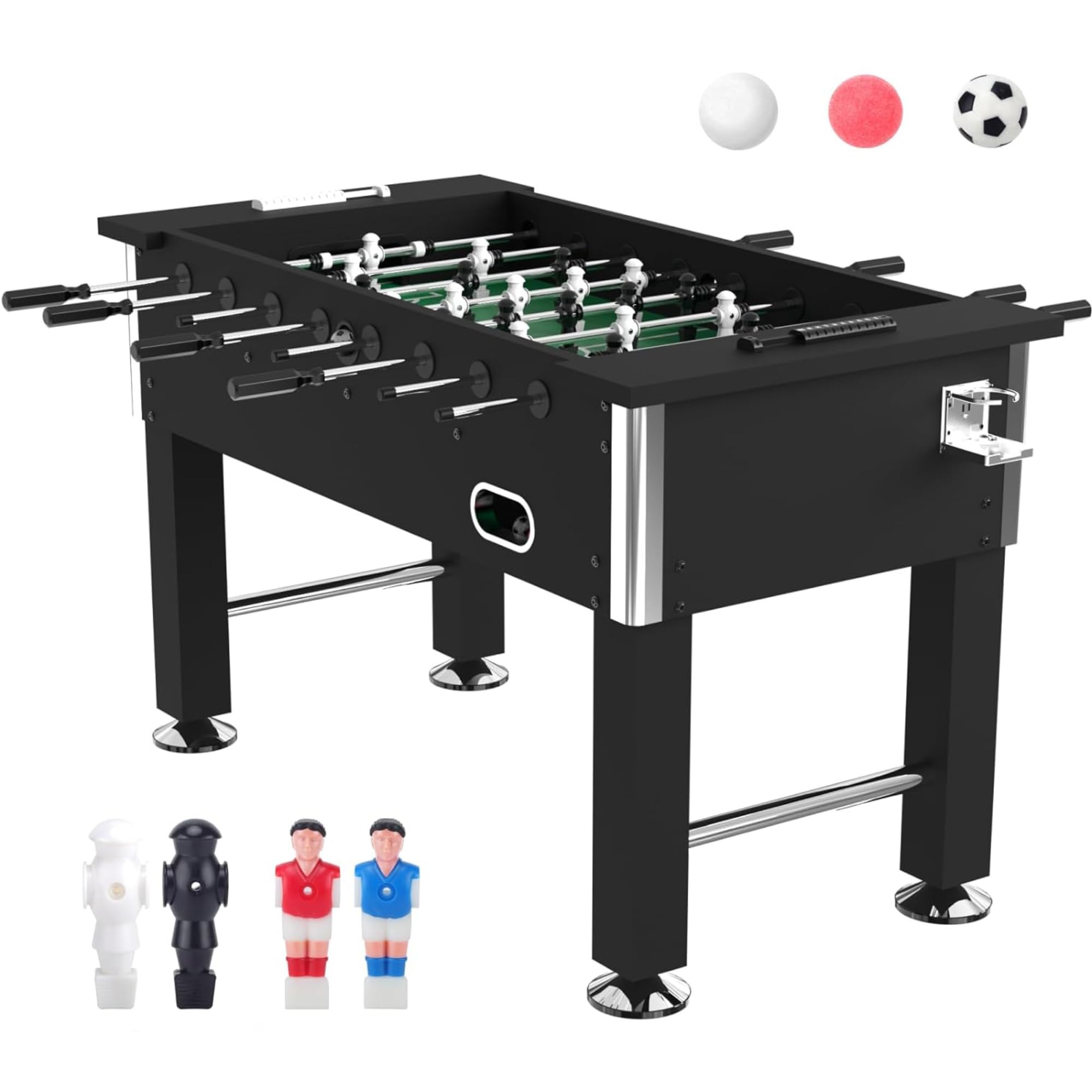 55" Foosball Table with 9 Balls, 2 Cup Holders, Adjustable Balance Foosball