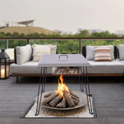 Stainless Steel Fire Pit Heat Deflector - 24x24x24 Inch Square Lid with Foldable Legs & Carrying Handle