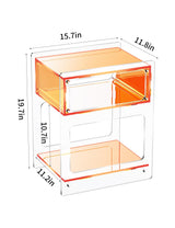 Table for Living Room, Acrylic Nightstand for Bedroom, L-Series, 15.7'' x 11.8'' × 19.7''