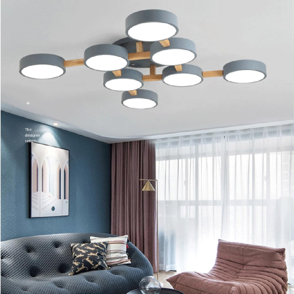 44-Inch LED Ceiling Light Fixture - 8-Light Modern Flush Mount Chandelier