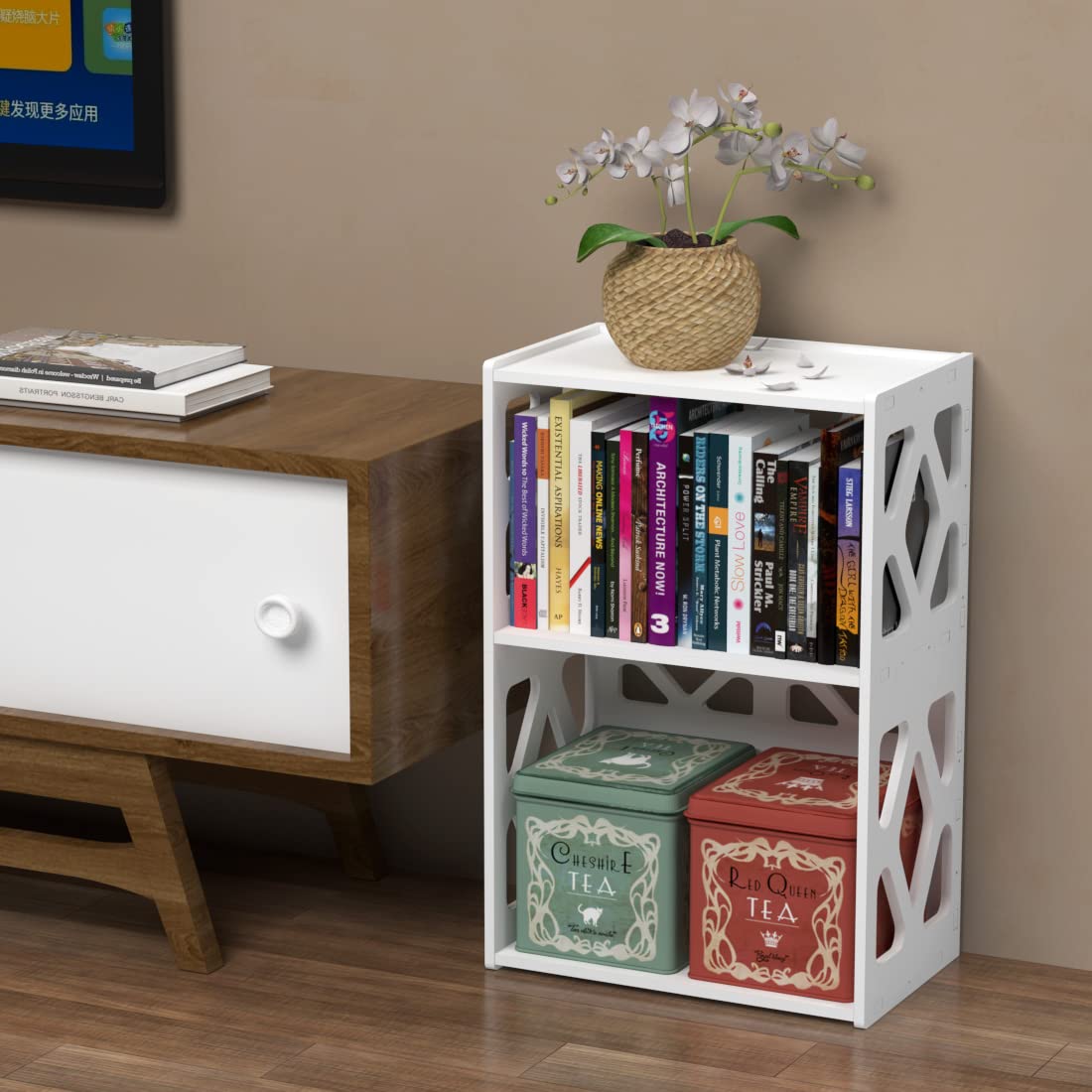 Small Bookshelf and End Table for Small Spaces