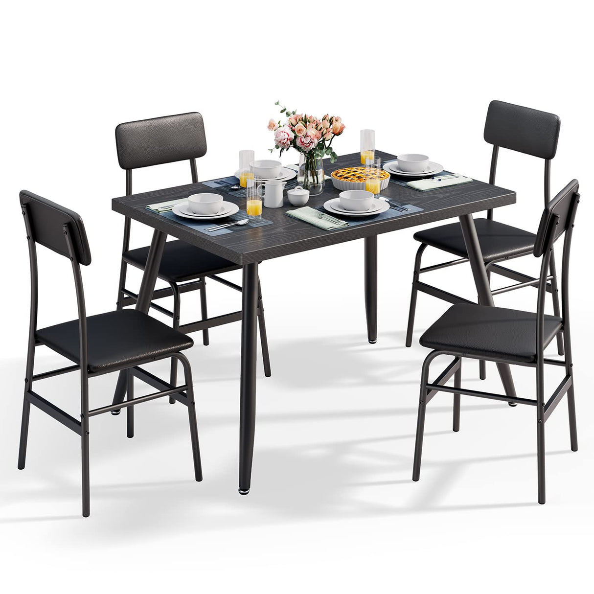 5-Piece Dining Table Set for 4 - Compact Kitchen Table with Chairs