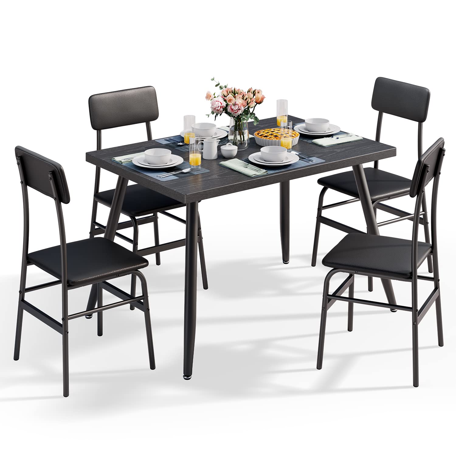 5-Piece Dining Table Set for 4 - Compact Kitchen Table with Chairs