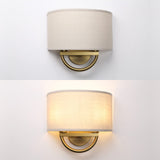 JIMUBEAM Industrial 2-Lights Wall Sconce Fixtures with Linen Fabric Shade, Double Wall Light Lamps Decor for Hallway Bedroom Living Room Bathroom Stairway