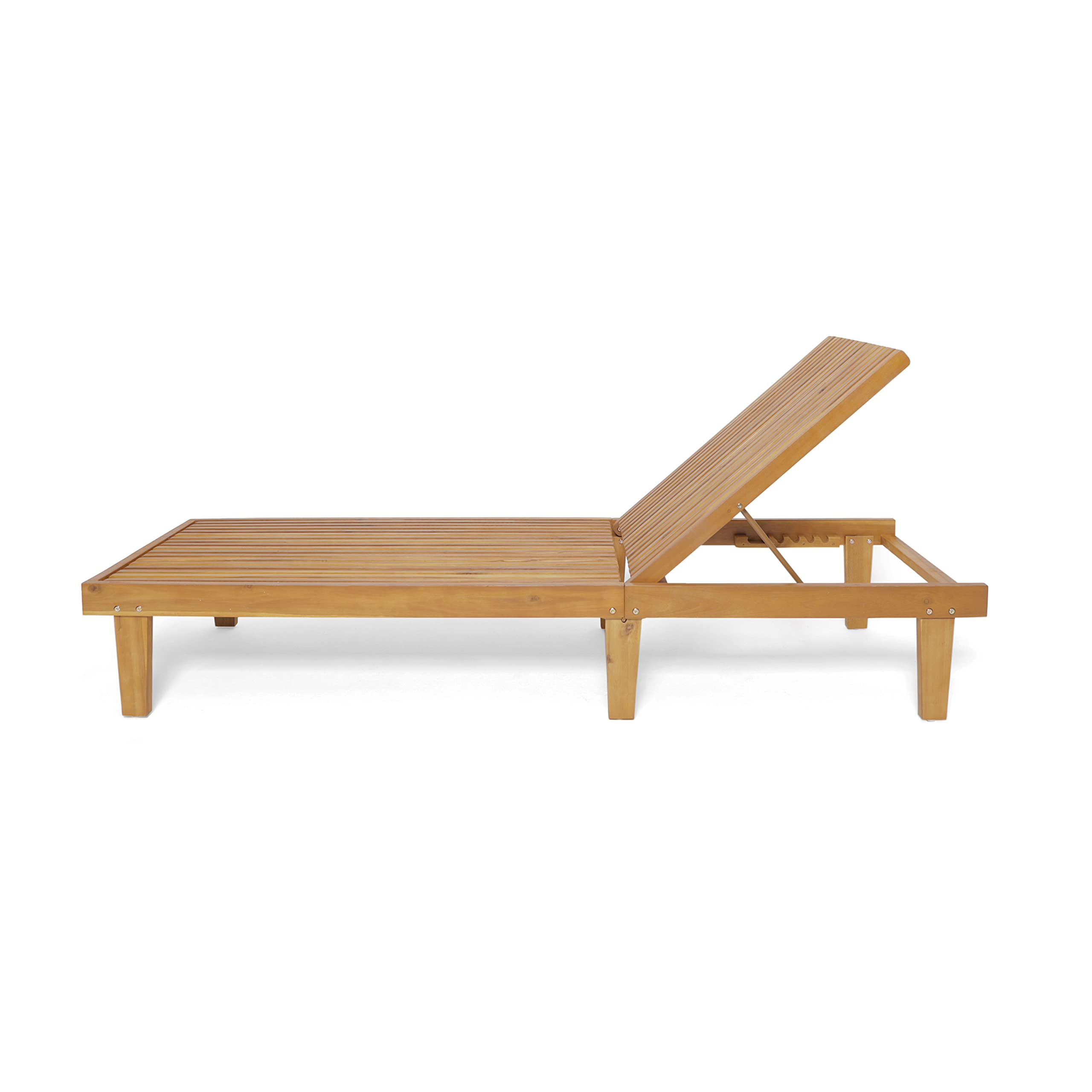 Vernon Outdoor Acacia Wood Chaise Lounge Set, Teak Finish