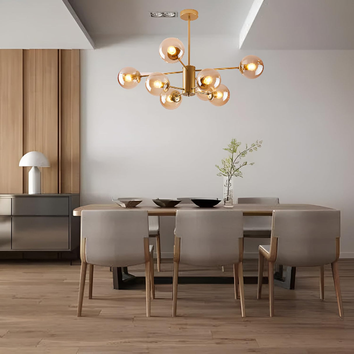 Glass Globe Chandelier Mid Century Modern Pendant Lights Black Ceiling Hanging Light