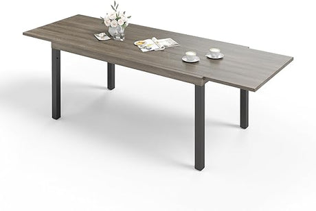 64" Large Outdoor Dining Table, Rectangular Metal Patio Table for 6