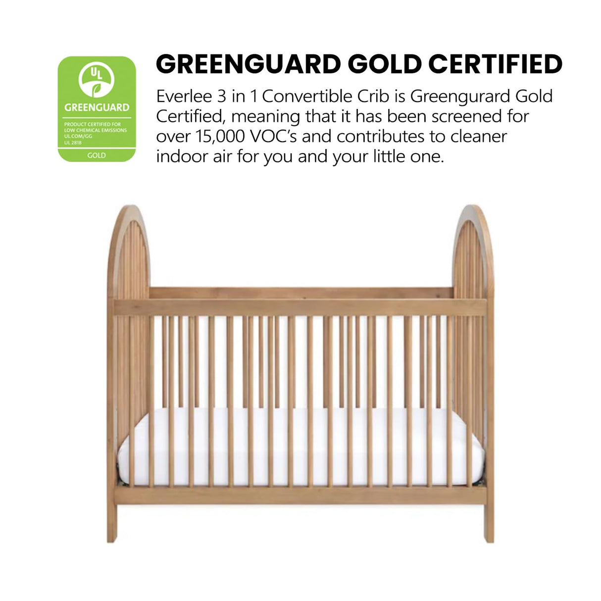 Everlee 3-in-1 Island Crib, Honey Wood