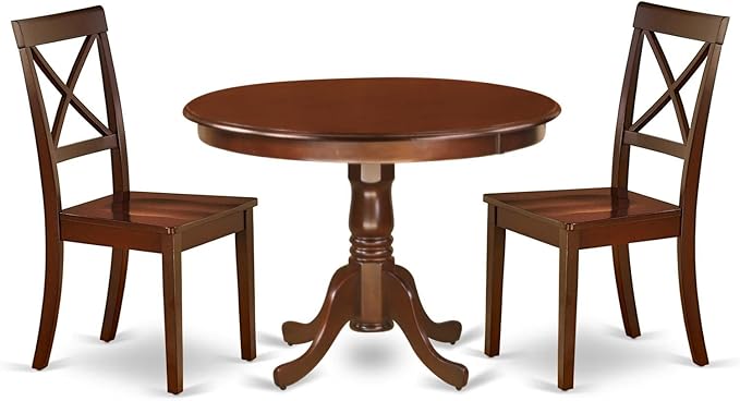 HLBO5-CAP-W 5 Piece Kitchen Table Set for 4 Includes a Round Dining Table with Pedestal and 4 Dining