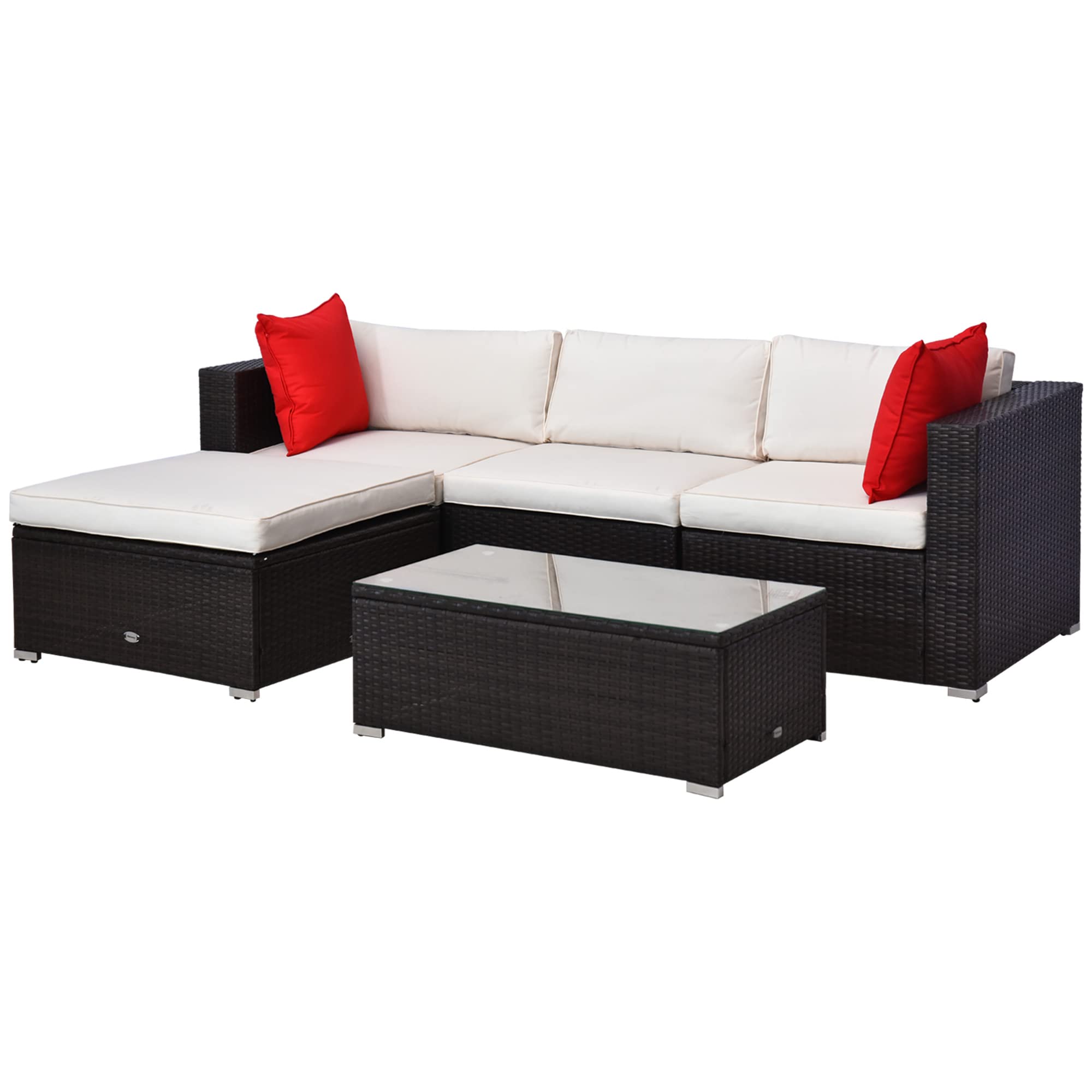 Piece Patio Furniture Set with CushioetSe Glass Coffee Table for Garden Backyard