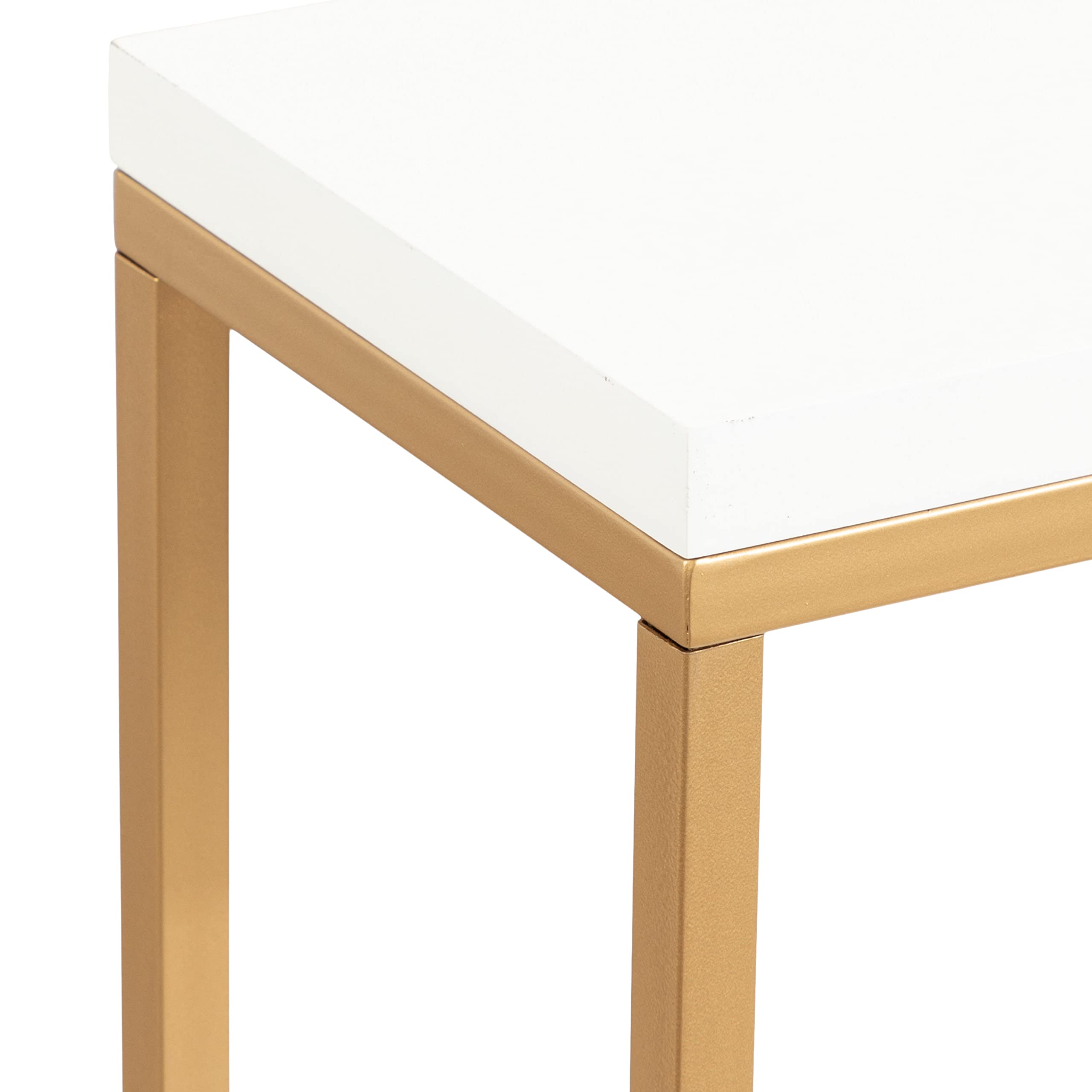 Laurel Kaya Modern Glam Console Table, 30 x 30 x 10, White and Painted Gold, Rectangle